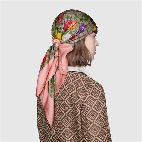 gucci flora snake print linen vest|GG Flora print silk scarf in pink .